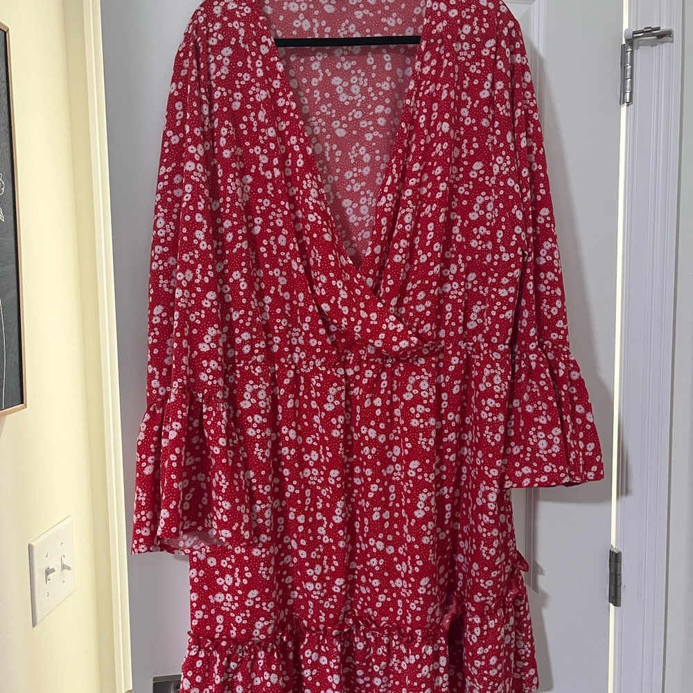 SHEIN Curve Red Floral Dress